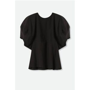 JARBO CERCHI SHORT SLEEVE BLOUSE IN ITALIAN COTTON L/XL BLACK $298